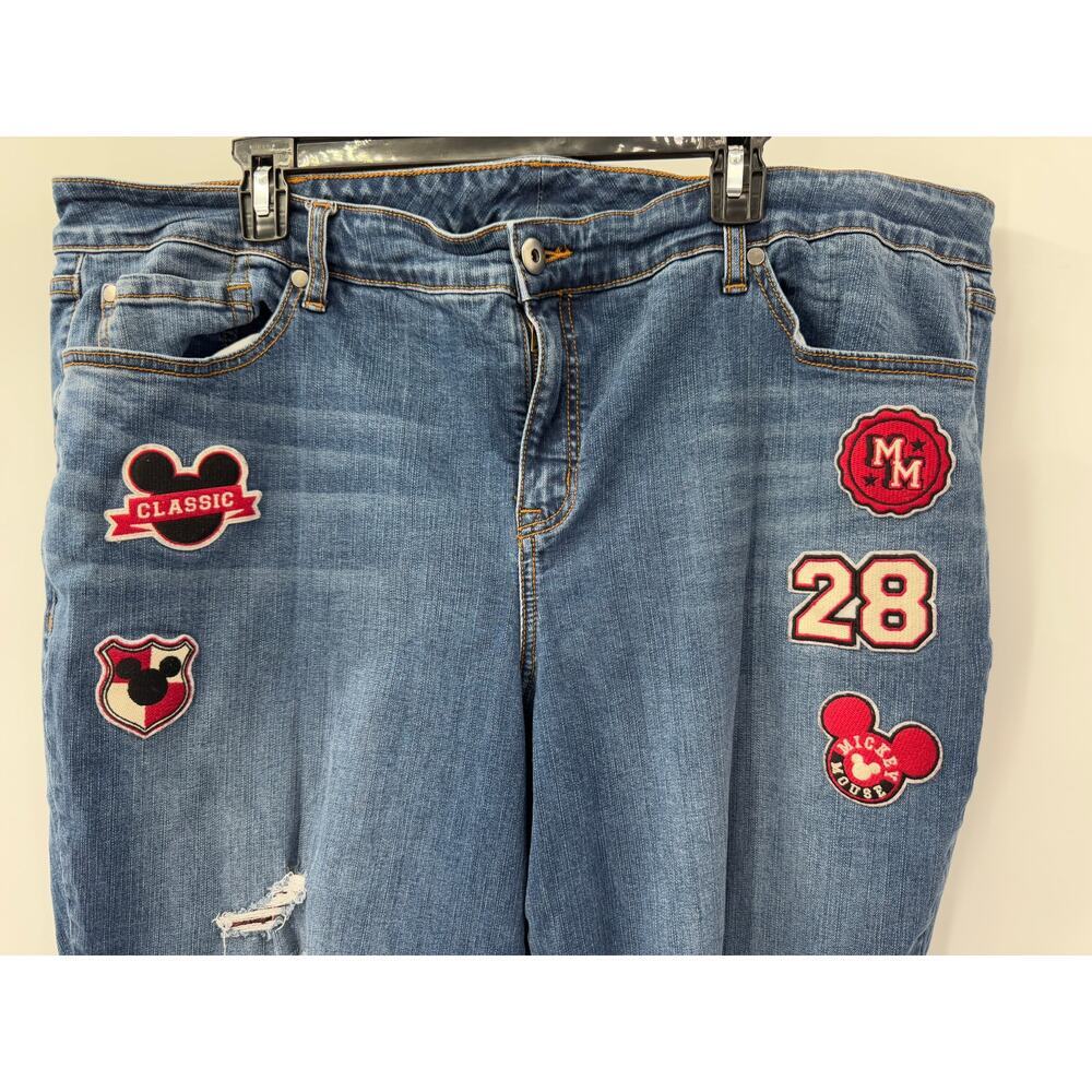 Disney Mickey Mouse Medium Wash Boyfriend Jean with Patches‎ Women's Size 24 - Picture 2 of 7